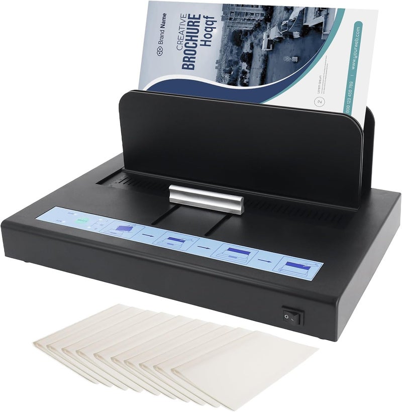 Hoqqf Thermal Binding Machine 500 Sheets Capacity Book Binding Material 110V Binding Machine A3(Short Edge)/A4/A5 Document Heat Binder with 10Pcs Covers (Black) - Image 1